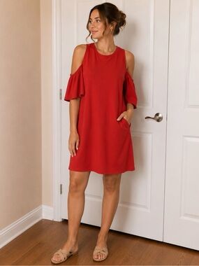 Zara Vibrant Red Cold Shoulder Dress